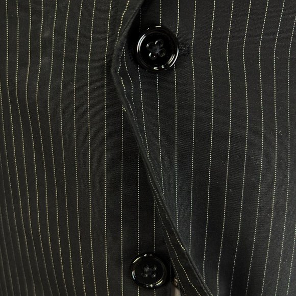 Black Striped Cotton Suit w/ Side Adjusters on Pants - Ralph Lauren Black Label - Picture 4 of 11